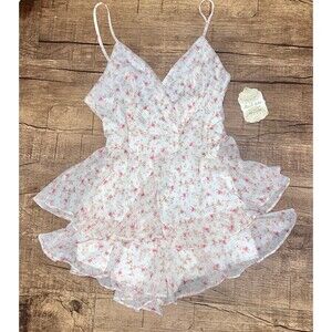 NWT floral shimmery romper ruffle dress